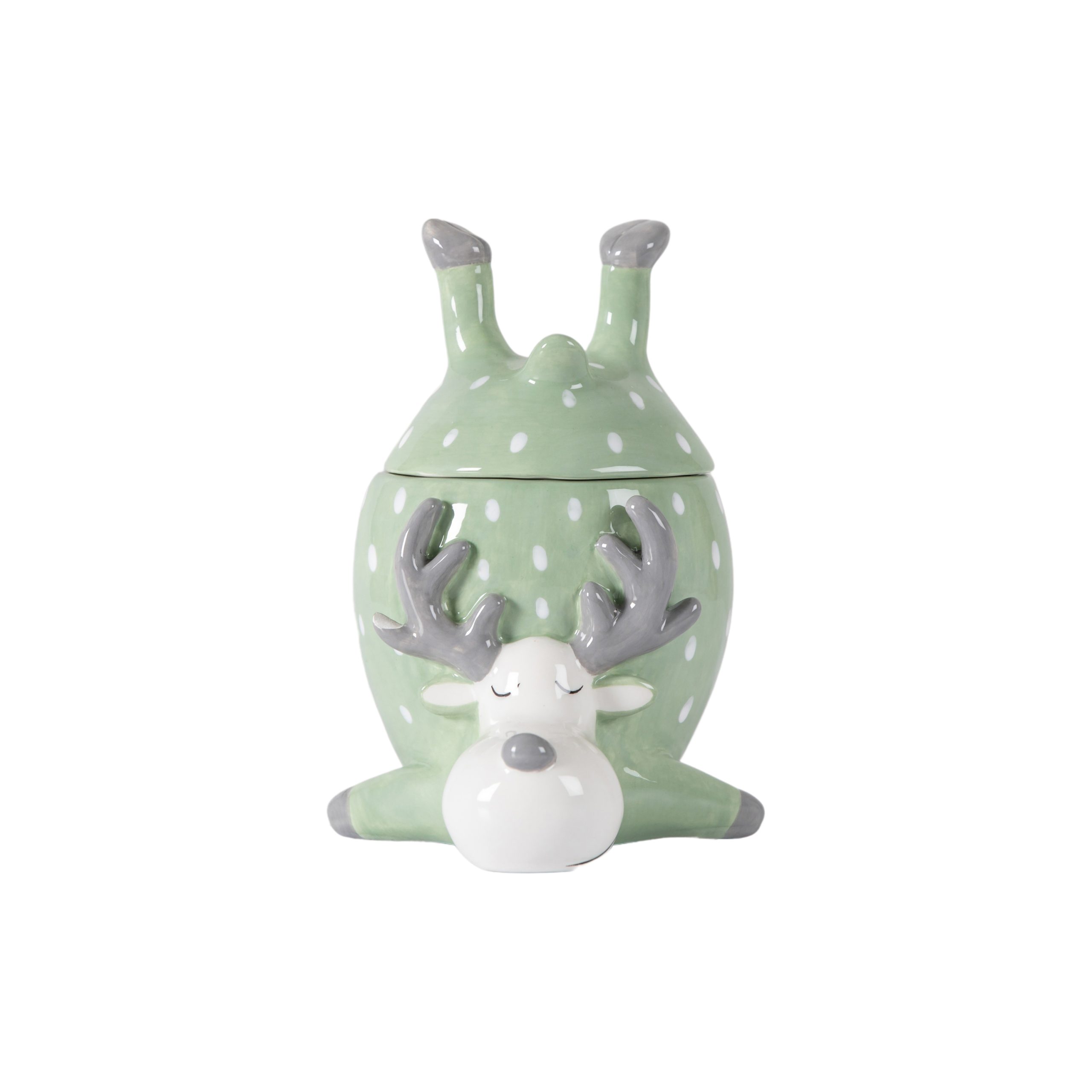Gallery Direct Reindeer Pot with Lid Green