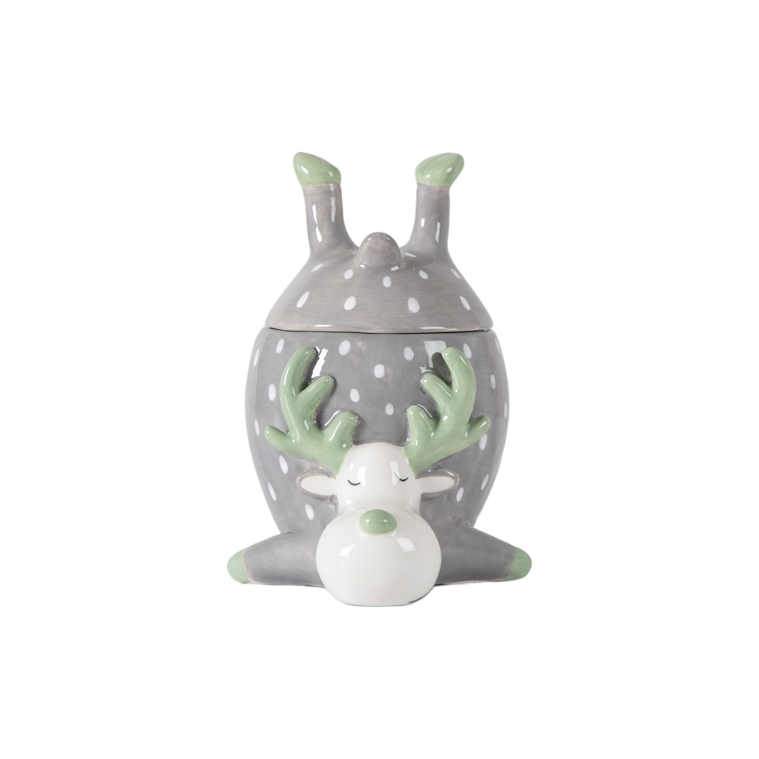 Gallery Direct Reindeer Pot with Lid Grey
