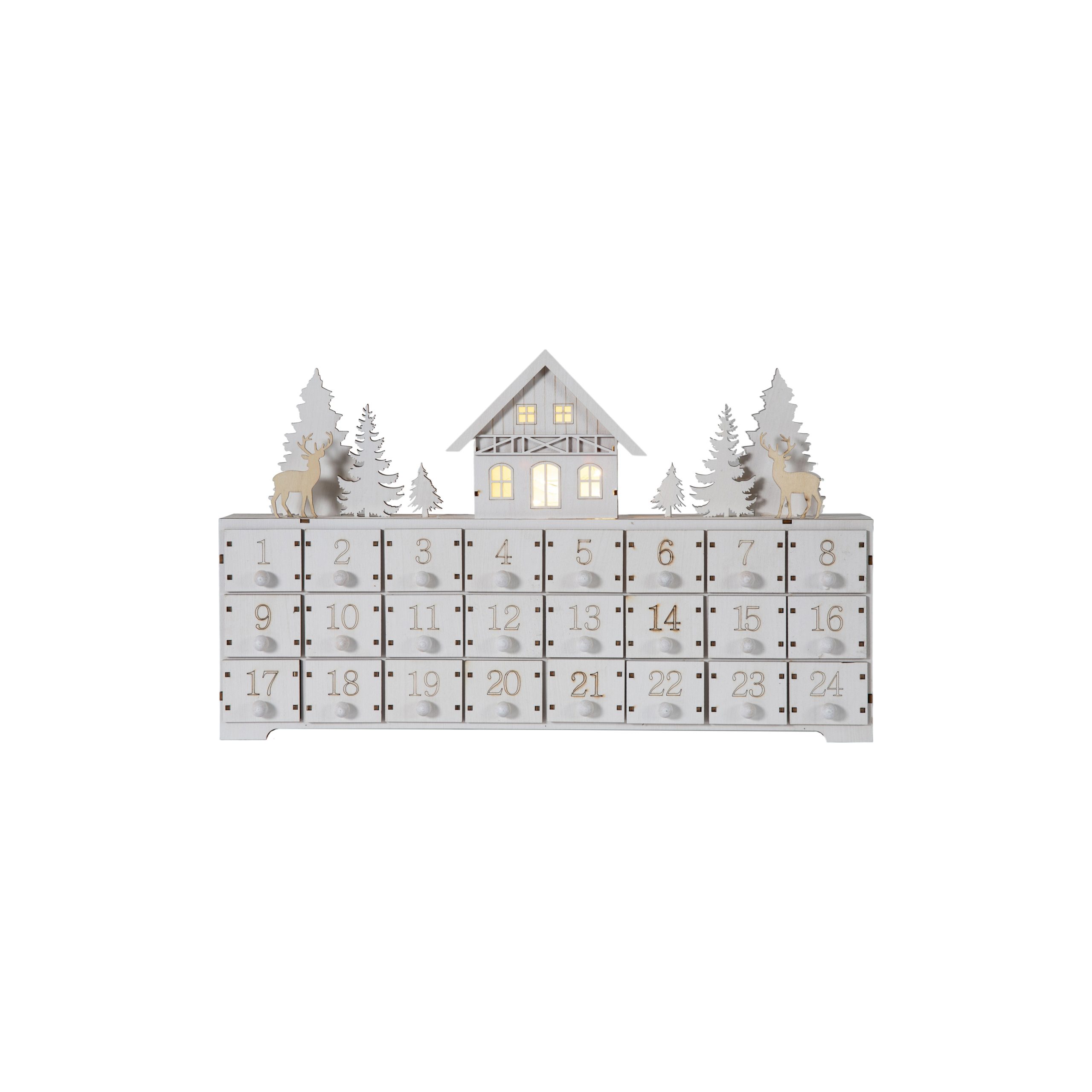 Gallery Direct Advent Calendar With LED White