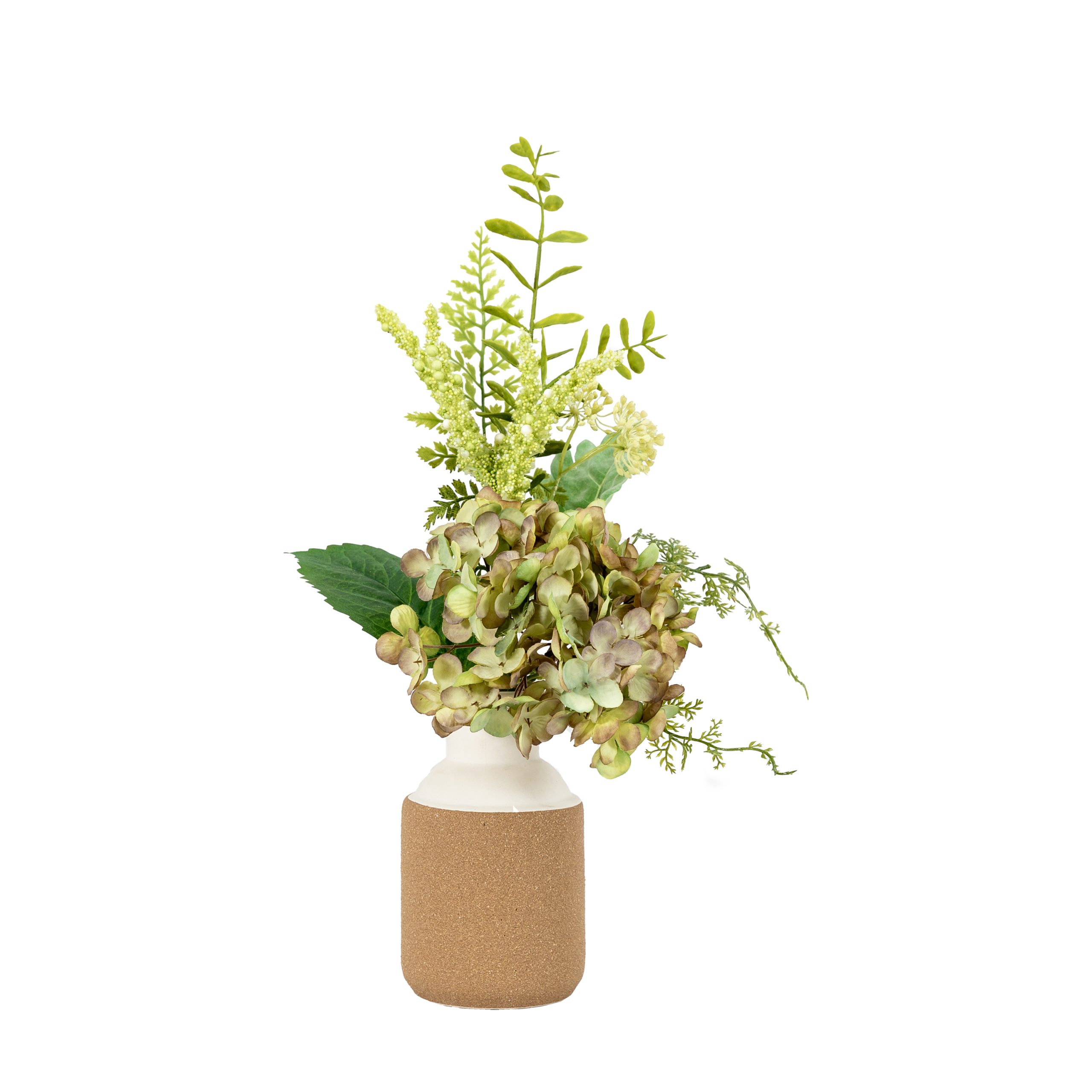 Gallery Direct Vase with Hydrangea Arrangemnt Green
