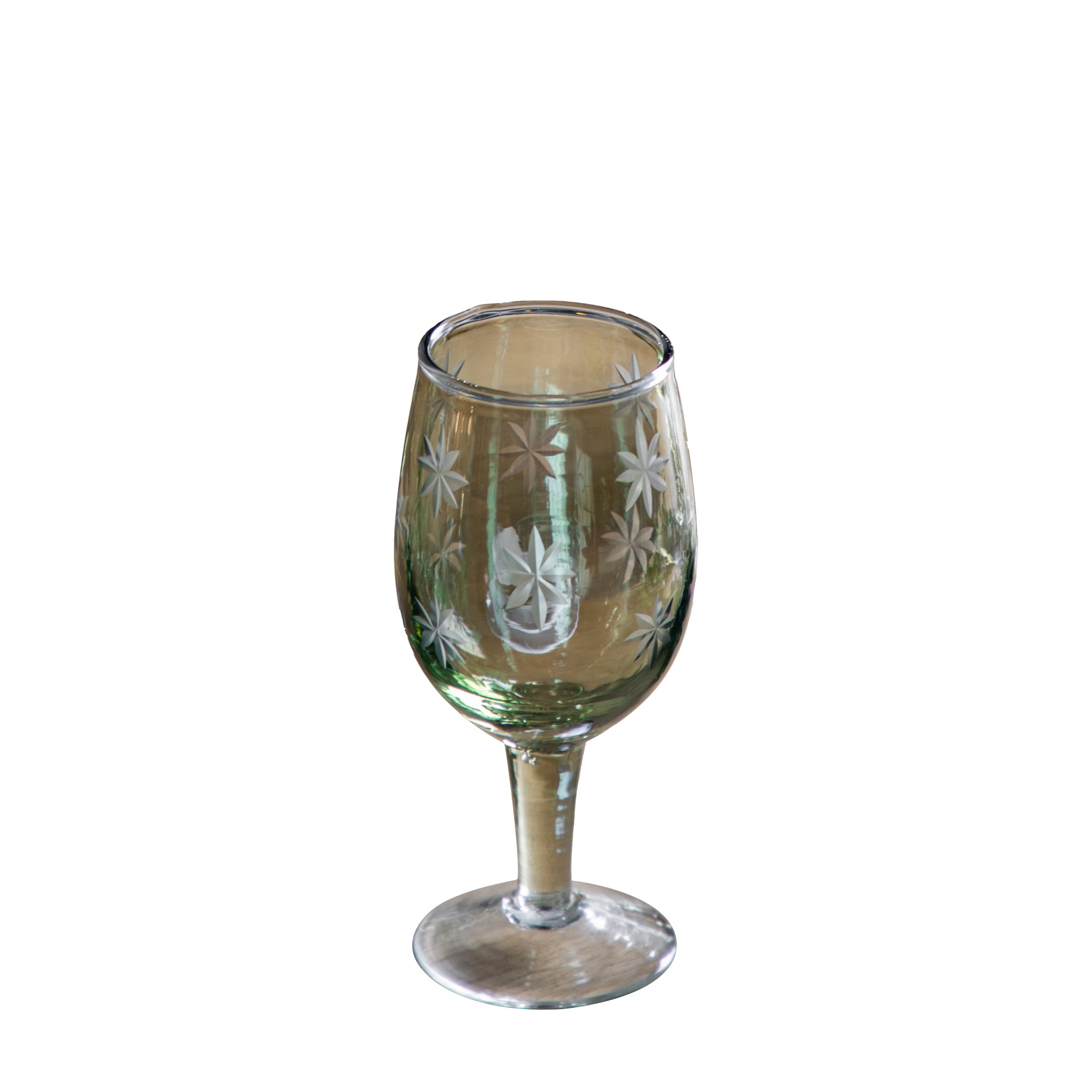 Gallery Direct Starry Wine Glass Green Lustre (Pack of 4)