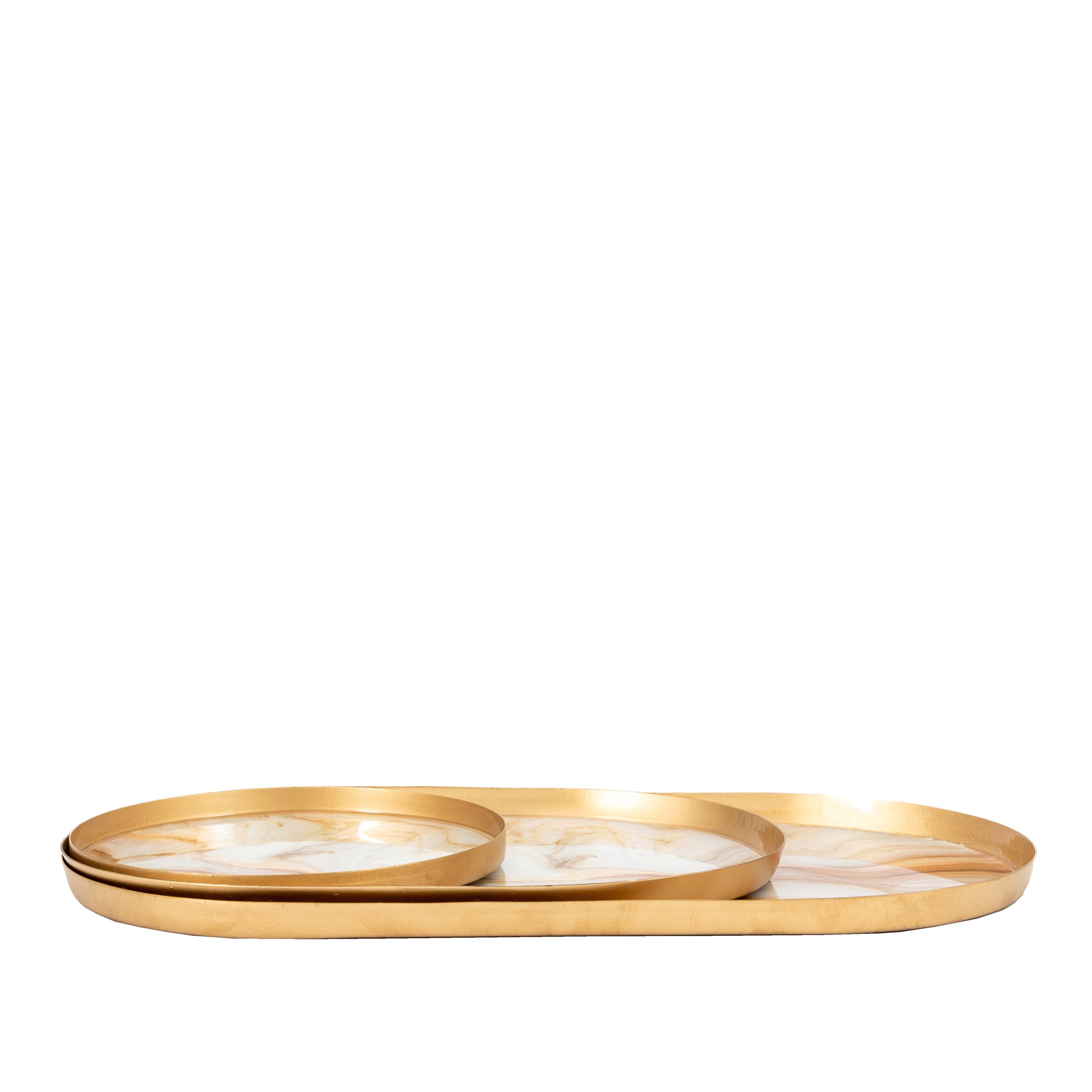 Gallery Direct Sahara Round Marbled Tray (Set of 3