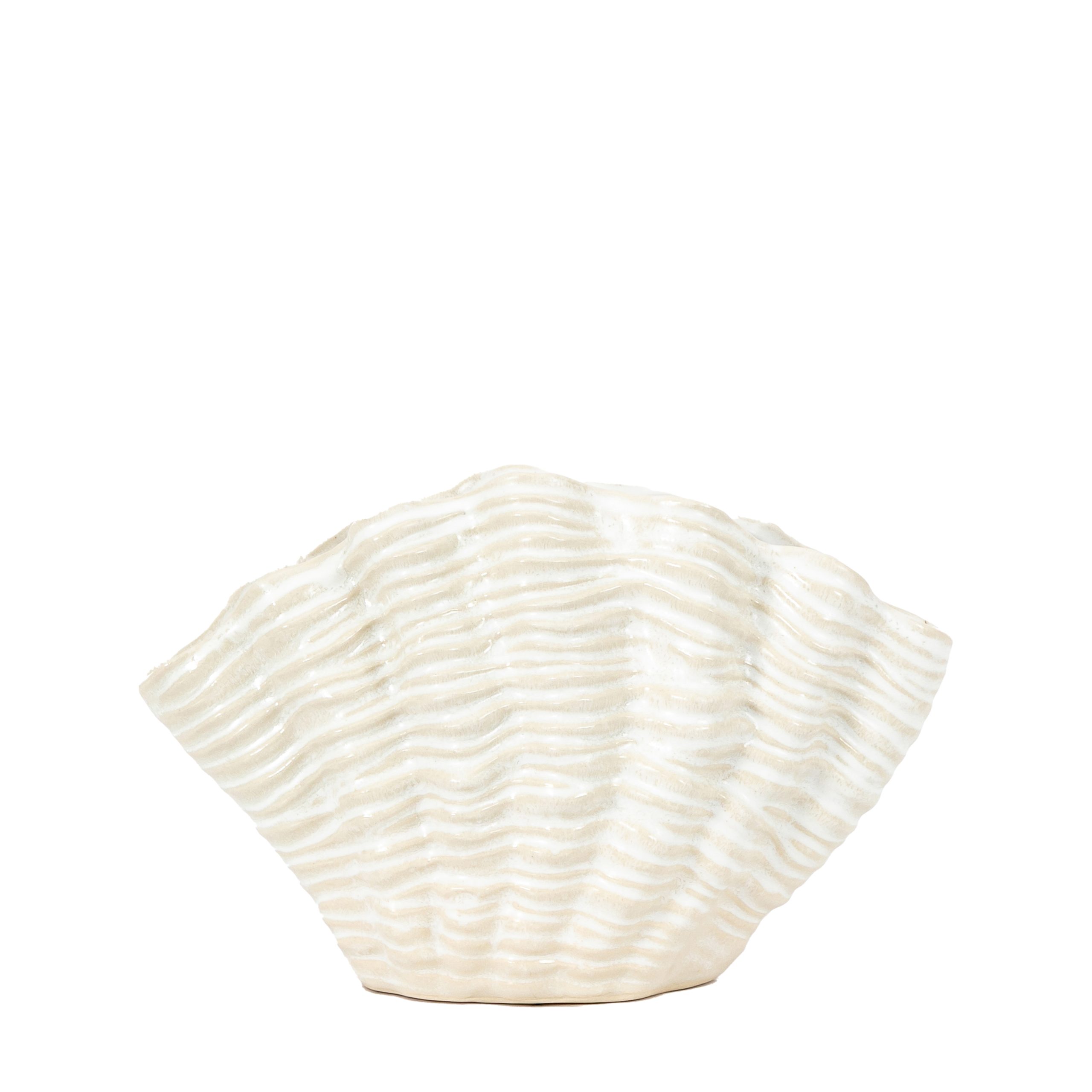 Gallery Direct Clam Vase Small Reactive White