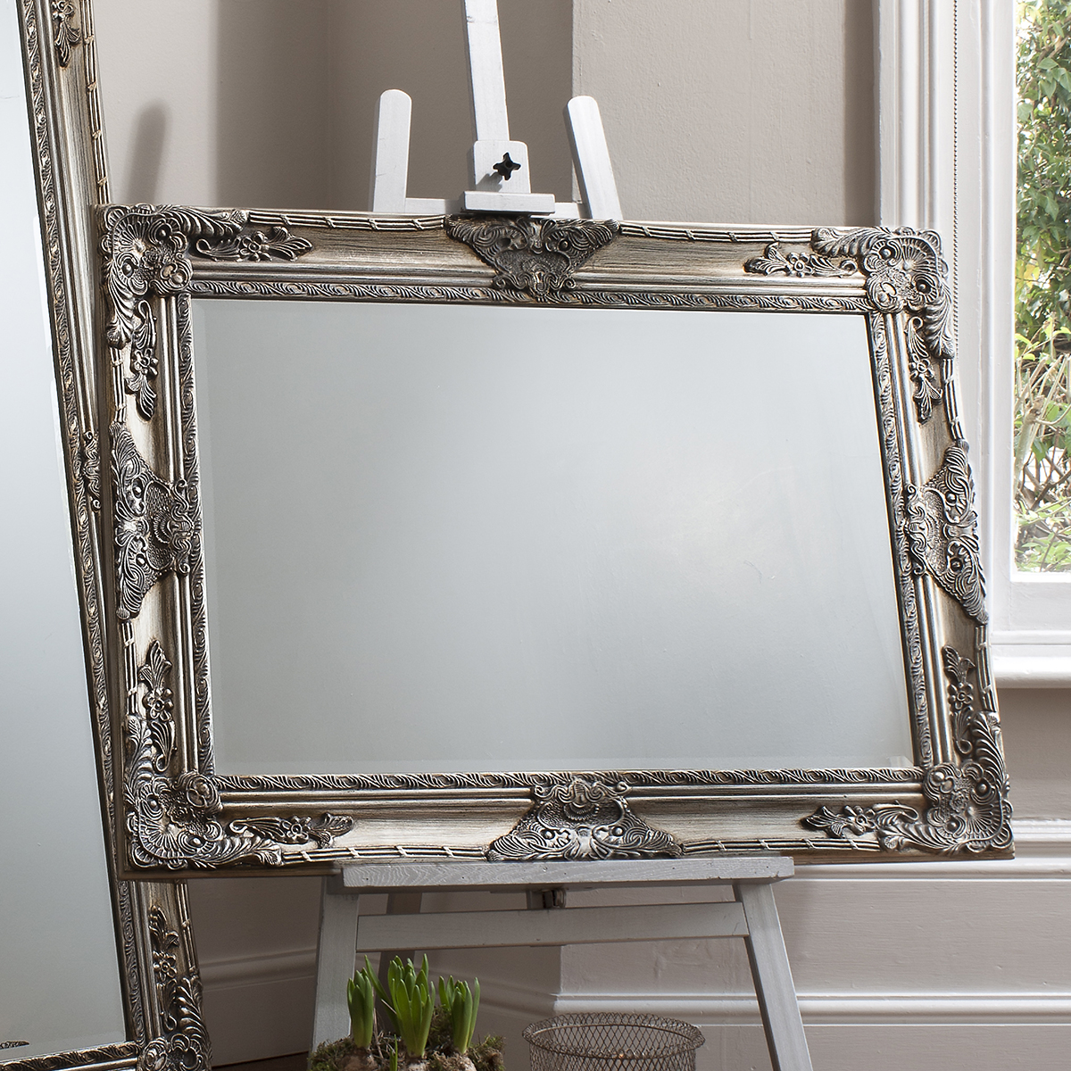 Gallery Direct Hampshire Rectangle Mirror Ant Silver | Shackletons