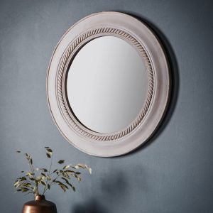 Gallery Direct Neeson Round Mirror Distressed Grey | Shackletons