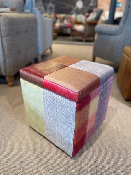Vintage Sofa Company Patchwork Storage Cube with Leather Top