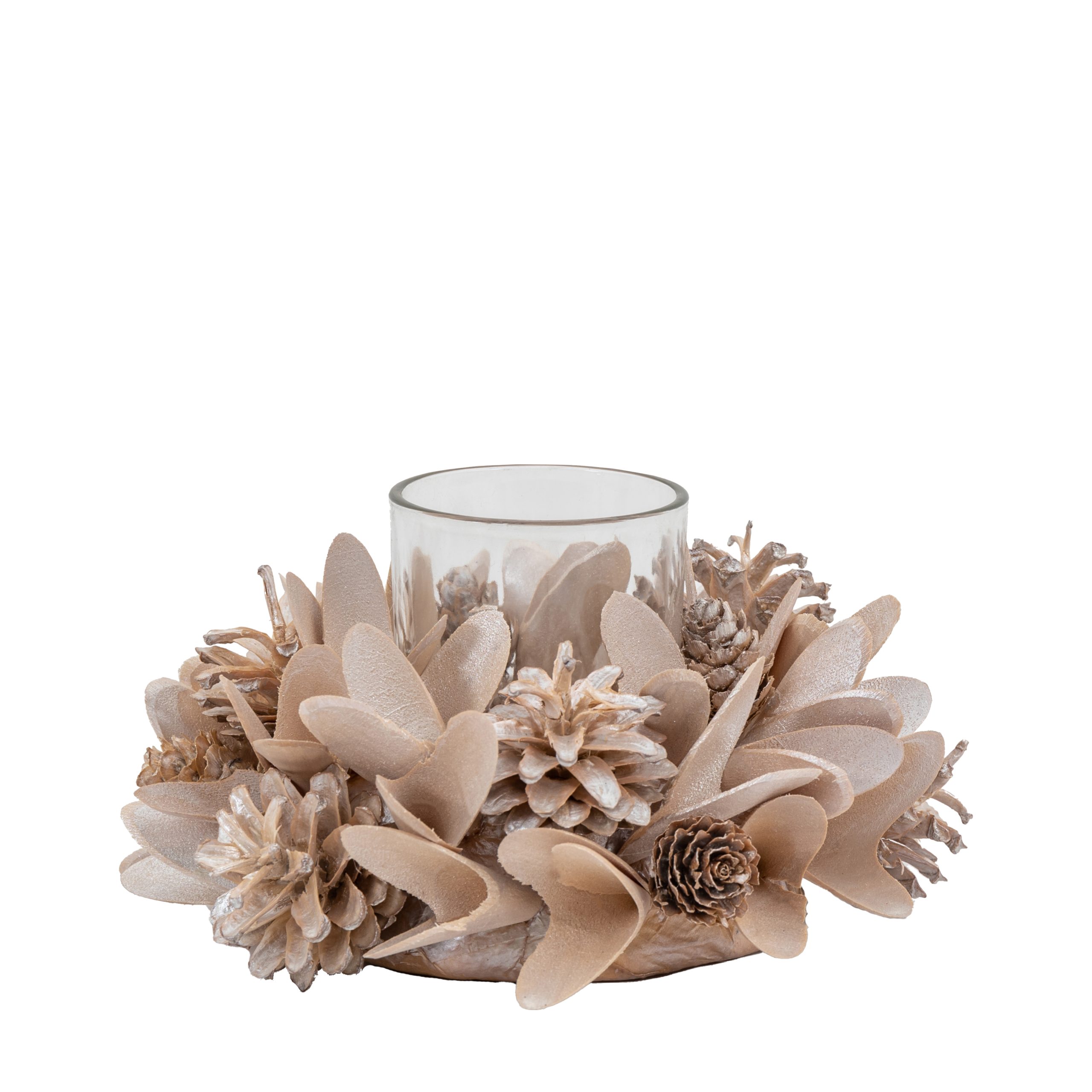Gallery Direct Blush Cone & Floral Tealight Holder