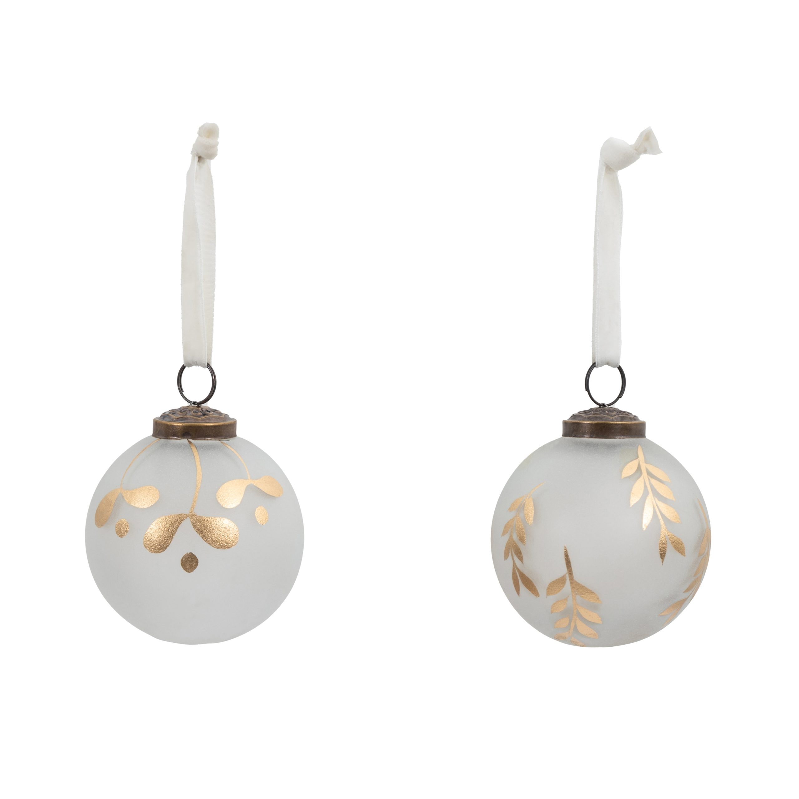 Gallery Direct Mistel Baubles White Gold (Set of 6)