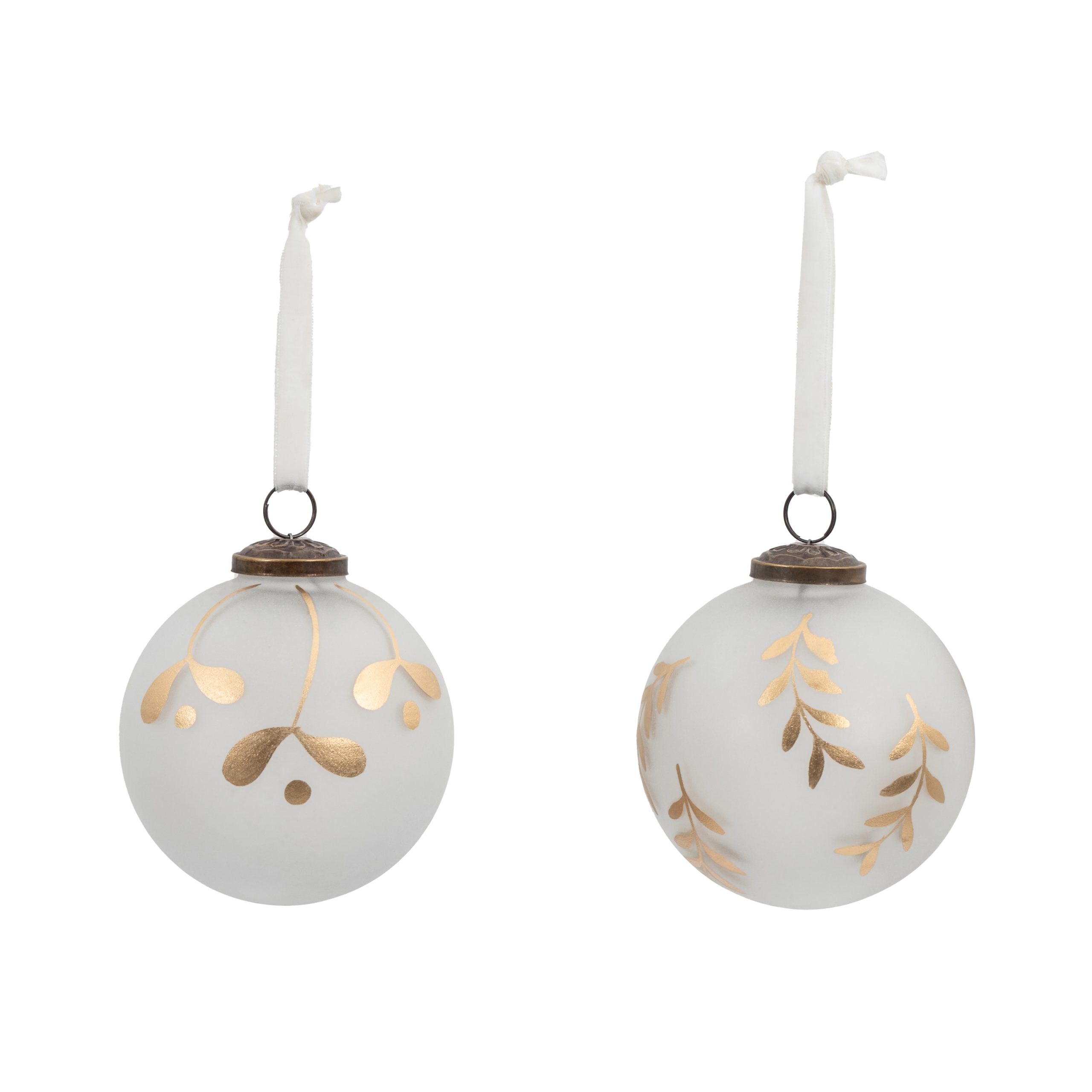 Gallery Direct Mistel Baubles White Gold (Set of 4
