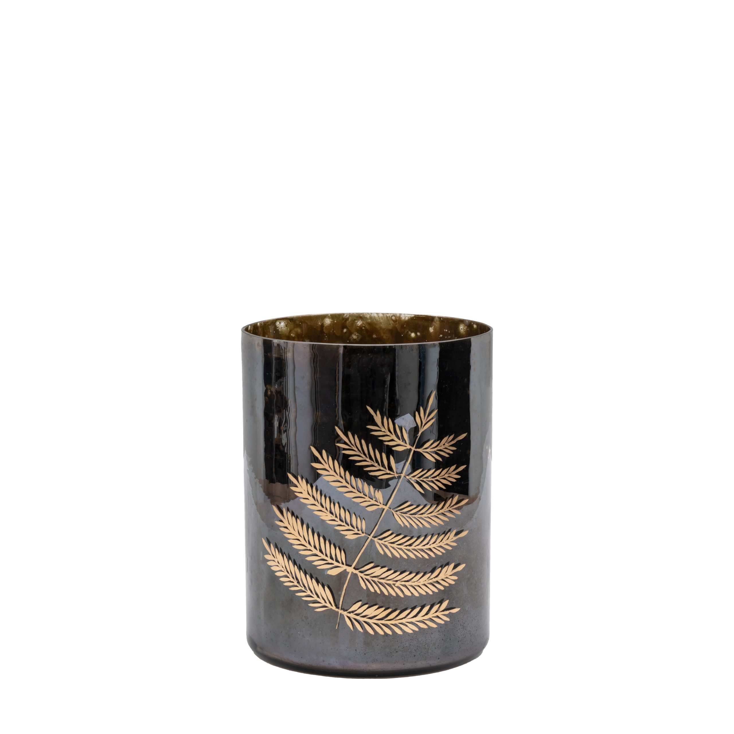 Gallery Direct Fern Hurricane Small Black Gold Vase
