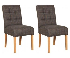 Pair of Carlton Furniture Colin Chairs 3 HTP Fabric Grey Oiled Legs | Shackletons