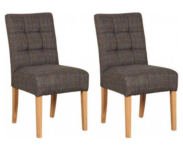 Pair of Carlton Furniture - Colin Chairs - 3 HTP Fabric (Grey Oiled Legs)