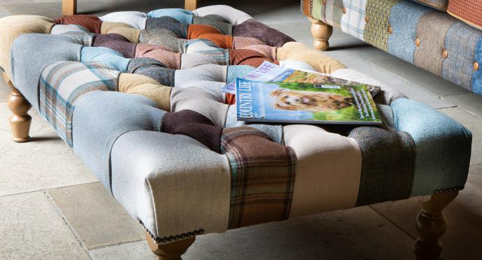 Banquet Large Patchwork Footstool in Fabric Patchwork