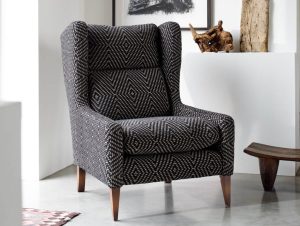 Alexander James Portrait Chair in Caspian Ebony Fabric | Shackletons