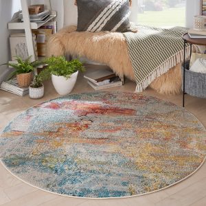 Nourison Rugs Celestial Round Rug   16m x 16m in Sealife | Shackletons