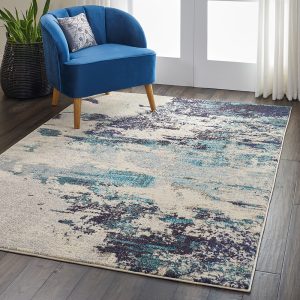 Nourison Rugs Celestial Rectangular Rug   18m x 119m in Ivory Teal Blue | Shackletons