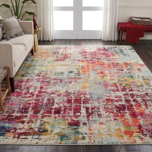 Nourison Rugs Celestial Rectangular Rug   114m x 066m in PinkMulti | Shackletons