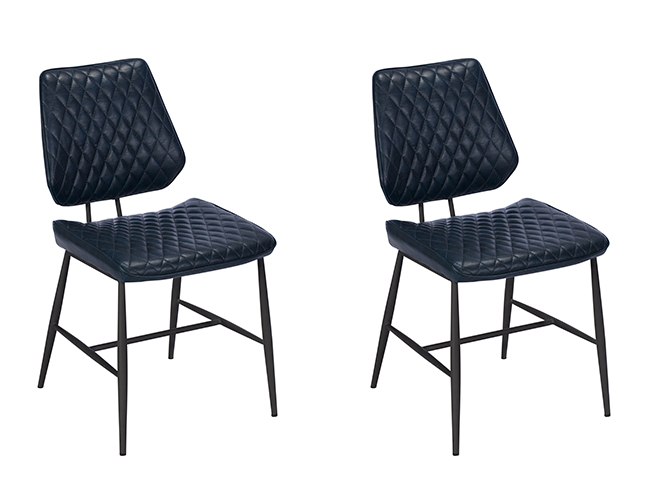 Pair of Dalton Dining Chairs - Dark Blue