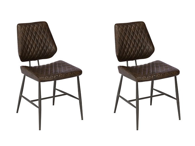Pair of Dalton Dining Chairs - Dark Brown