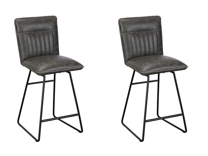 Pair of Cooper Bar Chairs - Grey