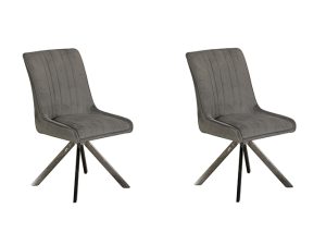 Pair of Chloe Dining Chairs Grey Velvet | Shackletons