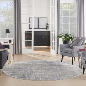 Nourison Rugs   Rustic Textures Circular RUS01 Rug in Ivory  Silver   24m x 24m | Shackletons