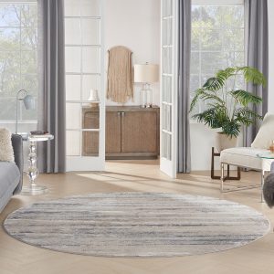 Nourison Rugs   Rustic Textures Circular RUS04 Rug in Beige  Grey   16m x 16m | Shackletons