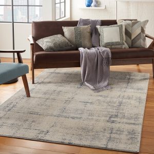 Nourison Rugs   Rustic Textures Rectanglular RUS06 Rug in Ivory  Blue   22m x 16m | Shackletons