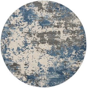 Nourison Rugs   Rustic Textures Circular RUS08 Rug in Grey  Blue   16m x 16m | Shackletons