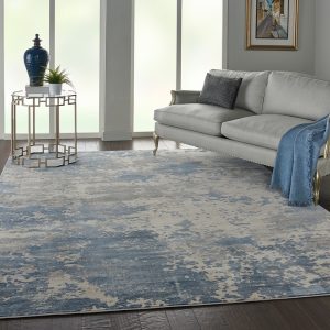 Nourison Rugs   Rustic Textures Rectanglular RUS08 Rug in Grey  Blue   39m x 28m | Shackletons