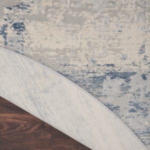 Nourison Rugs   Rustic Textures Circular RUS10 Rug in Ivory  Blue   24m x 24m | Shackletons