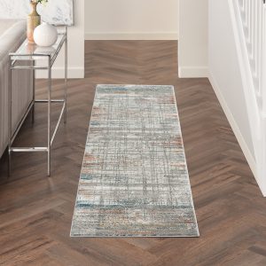 Nourison Rugs   Rustic Textures Runner RUS12 Rug in Grey  Multicolour   23m x 066m | Shackletons