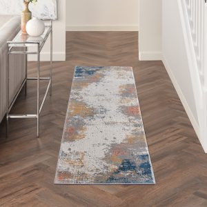 Nourison Rugs   Rustic Textures Runner RUS13 Rug in Grey  Blue   23m x 066m | Shackletons