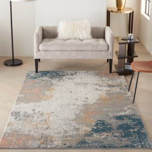 Nourison Rugs Rustic Textures Rectanglular RUS13 Rug in Grey Blue 18m x 12m | Shackletons