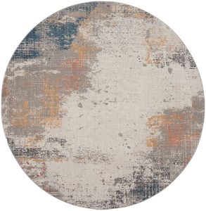 Nourison Rugs   Rustic Textures Circular RUS13 Rug in Grey  Blue   24m x 24m | Shackletons