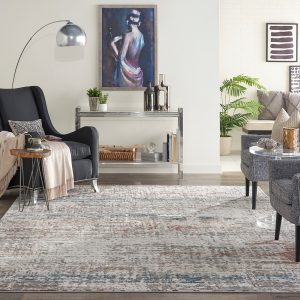 Nourison Rugs   Rustic Textures Rectanglular RUS14 Rug in Grey Multicolour   39m x 28m | Shackletons
