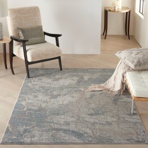 Nourison Rugs   Rustic Textures Rectanglular RUS15 Rug in Grey  Blue   18m x 12m | Shackletons