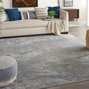 Nourison Rugs   Rustic Textures Rectanglular RUS15 Rug in Grey  Blue   32m x 24m | Shackletons