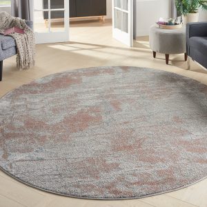 Nourison Rugs   Rustic Textures Circular RUS15 Rug in Grey  Rust   16m x 16m | Shackletons