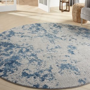 Nourison Rugs   Rustic Textures Circular RUS16 Rug in Grey  Blue   16m x 16m | Shackletons