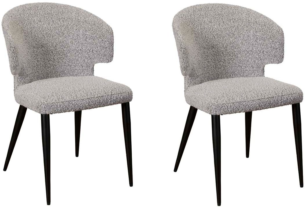 Pair of Belle Dining Chairs - Grey Boucle