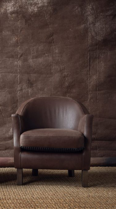 Alexander & James Little Tub Accent Chair in Native Redwood and Mogan Charcoal