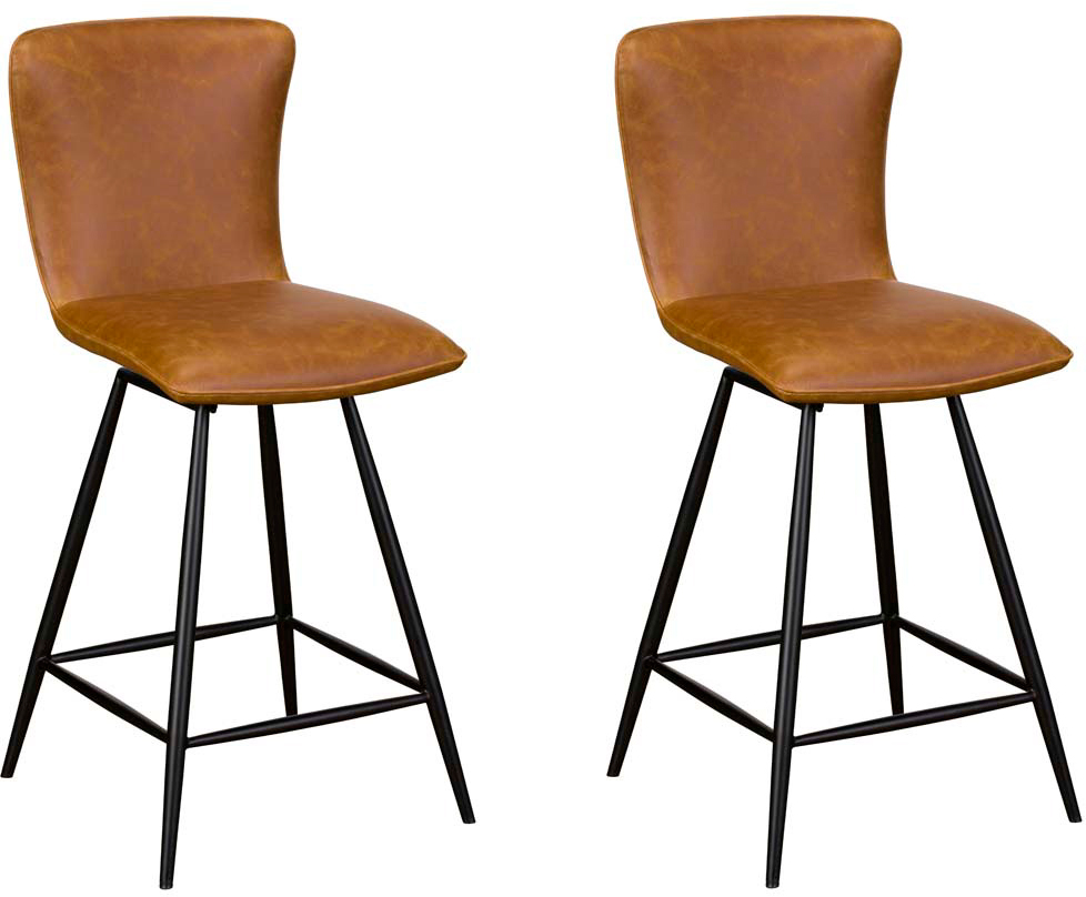 Pair of Baker Ella Bar Chairs - Tan