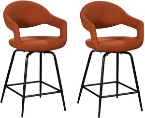 Pair of Jasmine Bar Chairs Orange Boucle | Shackletons