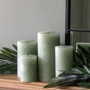 Gallery Direct Pillar Candle Rustic Sage Pack of 2 | Shackletons