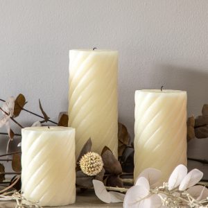 Gallery Direct Vanilla Pillar Candle Twist Ivory Pack of 2 | Shackletons