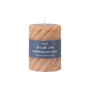 Gallery Direct Vanilla Pillar Candle Twist Amber Pack of 2 | Shackletons