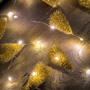 Gallery Direct Brush Tree Garland LED Lights Gold | Shackletons