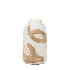 Gallery Direct Goya Vase Small Reactive White Brown | Shackletons