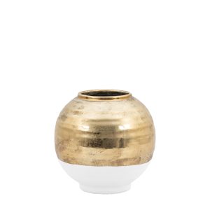 Gallery Direct Glitz Vase Small White Gold | Shackletons